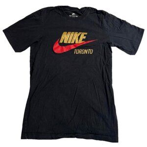 Nike Toronto Raptors Basketball Tee T-Shirt Black Gold Red Swoosh Men XS